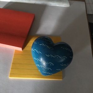 Heart Shaped Rock Paper Holder 💙 Hand painted